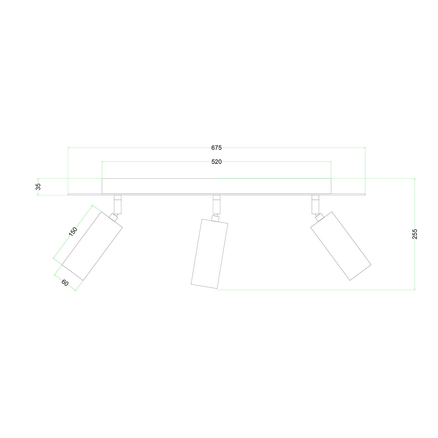 Lampada a 3 faretti con paralume Tub-E14 e Rose-One XXL rettangolare - Titanio satinato