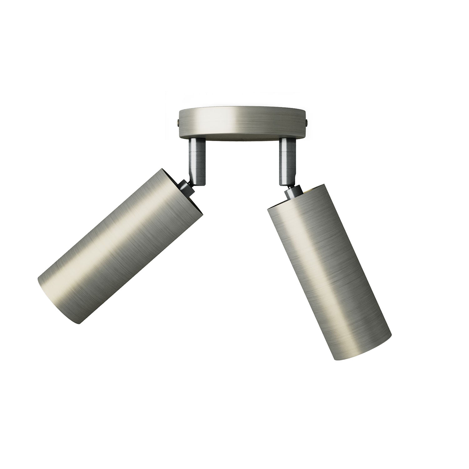 Lampada a 2 faretti con paralume Tub-E14 e rosone tondo - Titanio satinato
