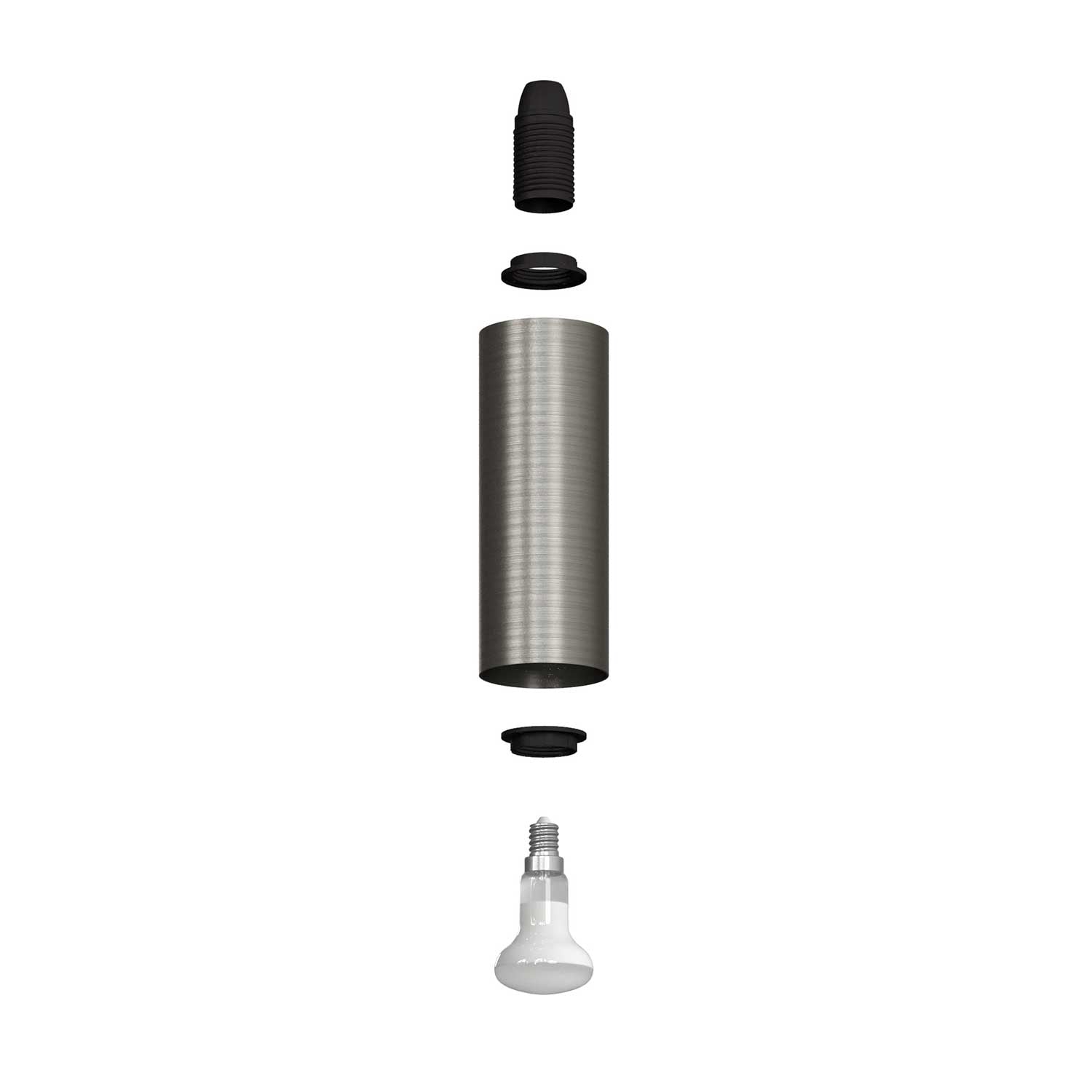 Fermaluce Metal faretto orientabile in metallo con paralume Tub-E14, lampada a muro - Titanio satinato