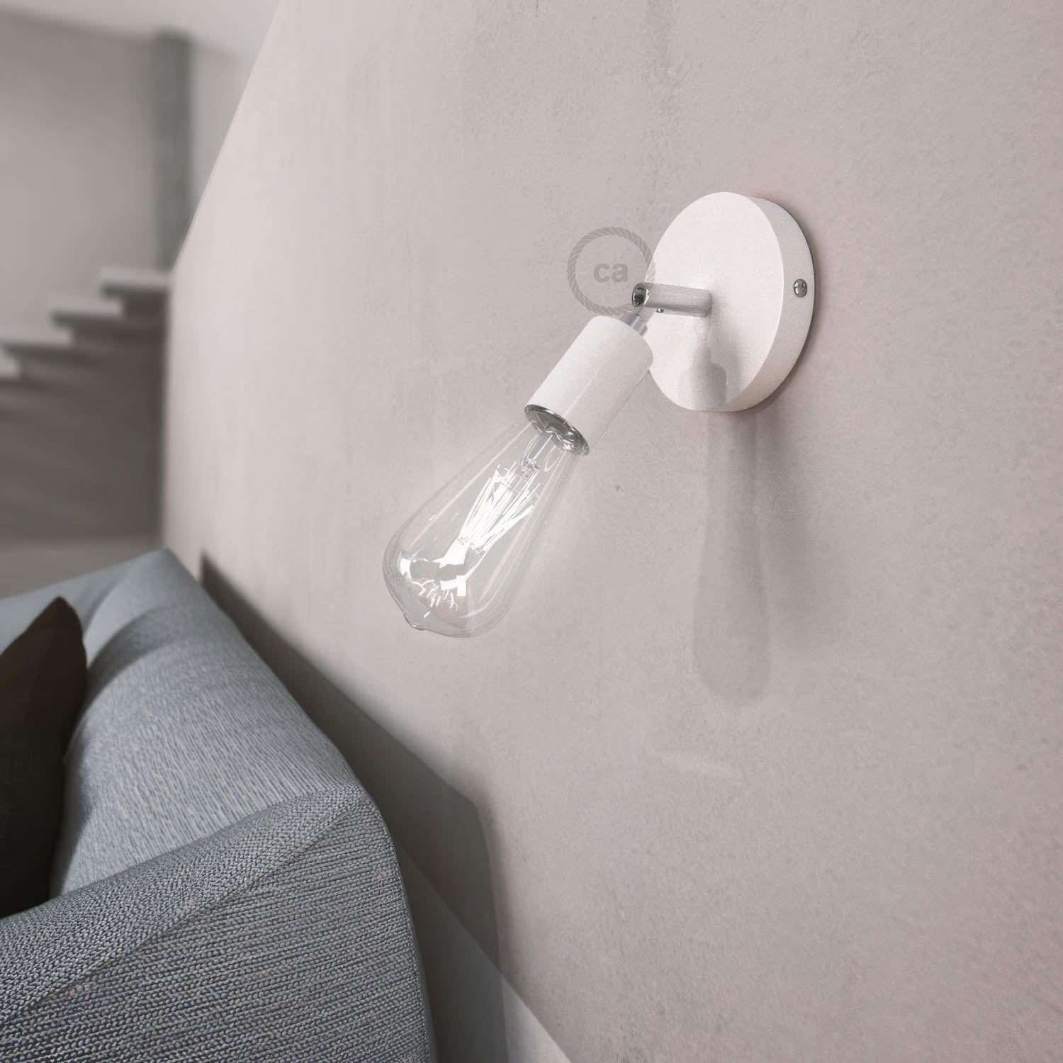Fermaluce Metallo 90°, punto luce orientabile da parete o soffitto - Bianco lucido