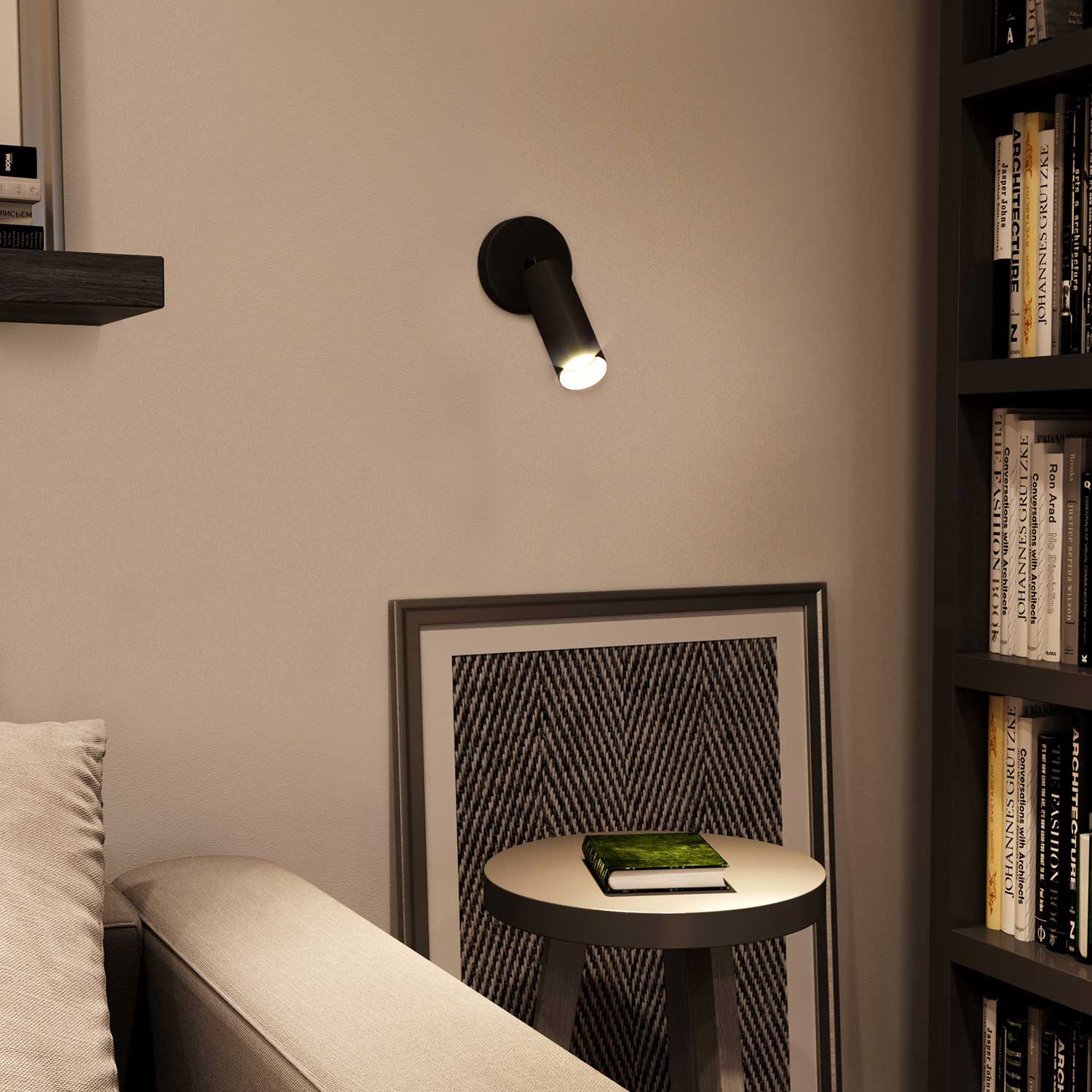 Fermaluce Metal faretto orientabile in metallo con paralume Tub-E14, lampada a muro - Nero