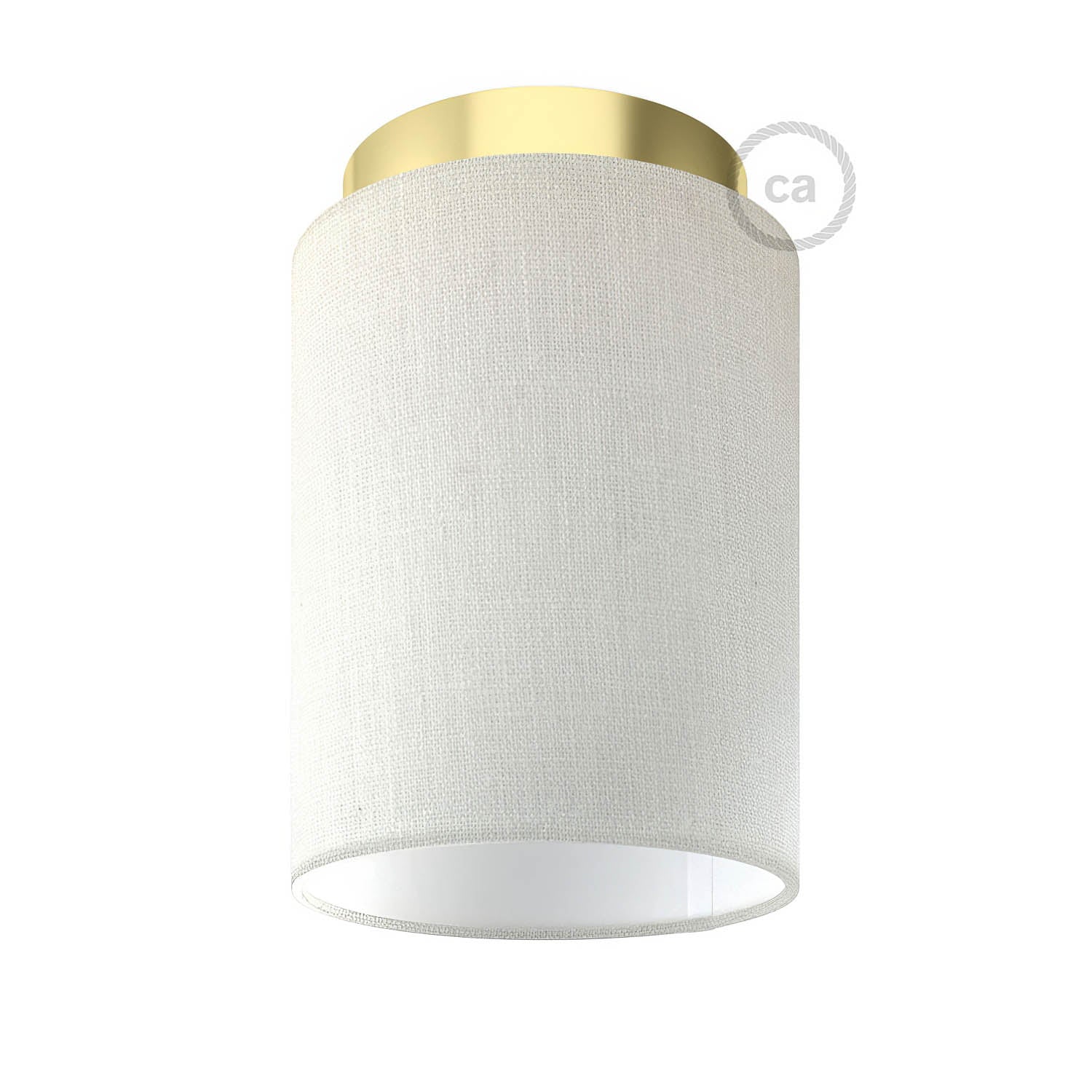 Fermaluce Metal con paralume Cilindro, lampada filomuro - Linone bianco lucido