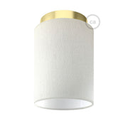 Fermaluce Metal con paralume Cilindro, lampada filomuro - Linone bianco lucido