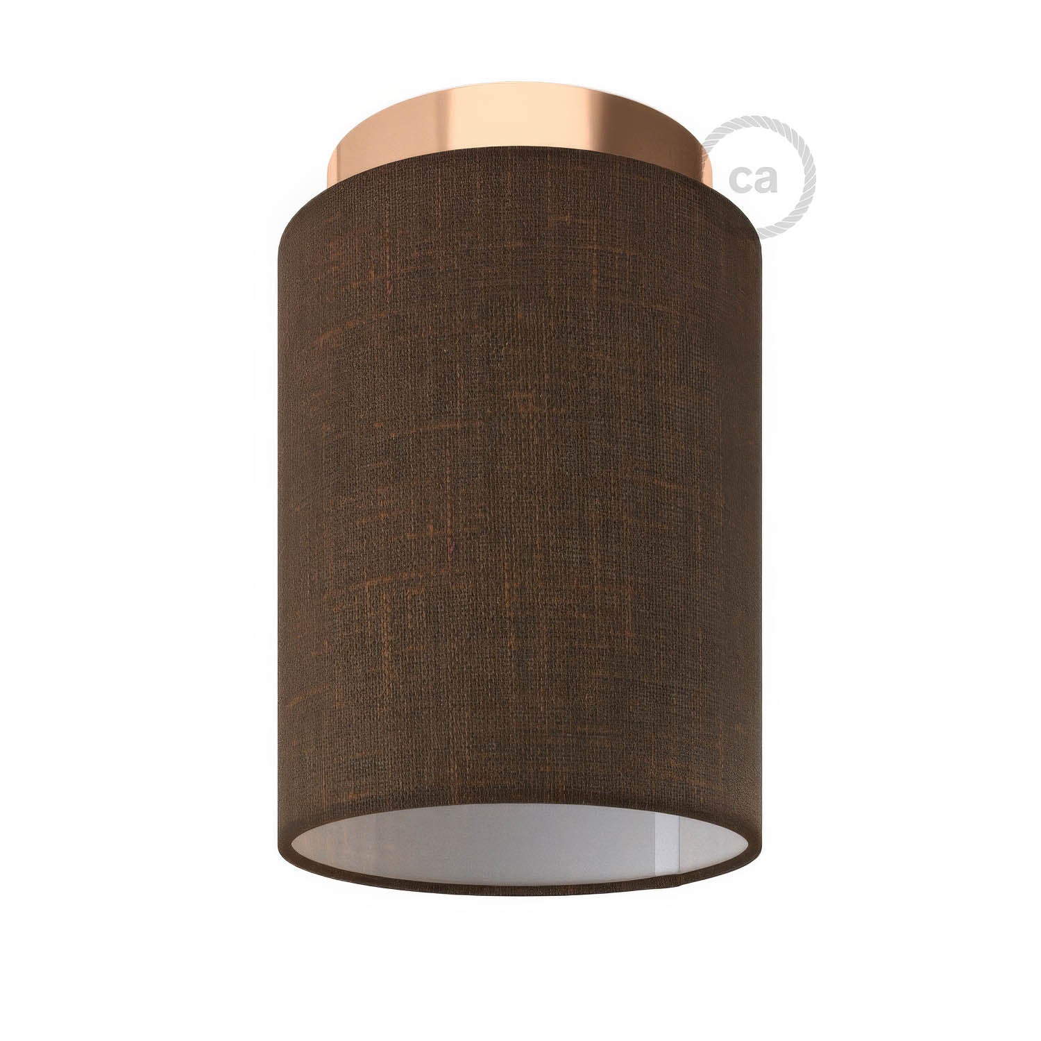 Fermaluce Metal con paralume Cilindro, lampada filomuro - Camelot marrone
