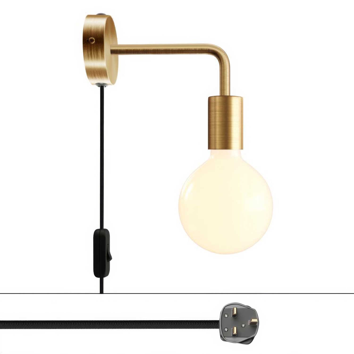 Lampada Spostaluce in metallo con estensione curva e spina UK - Bronzo satinato