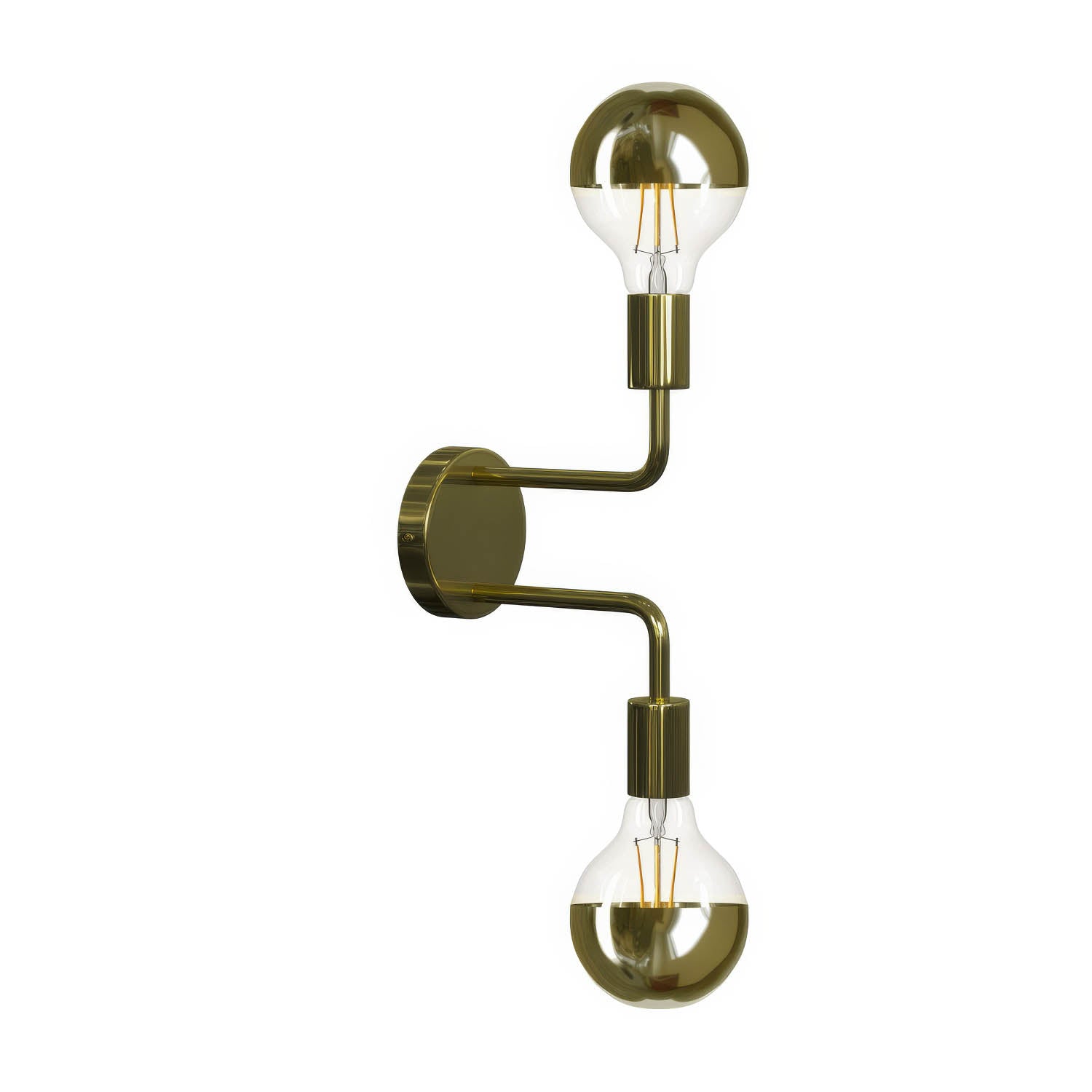 Fermaluce Metal, lampada a muro in metallo con doppia estensione curva - Ottone