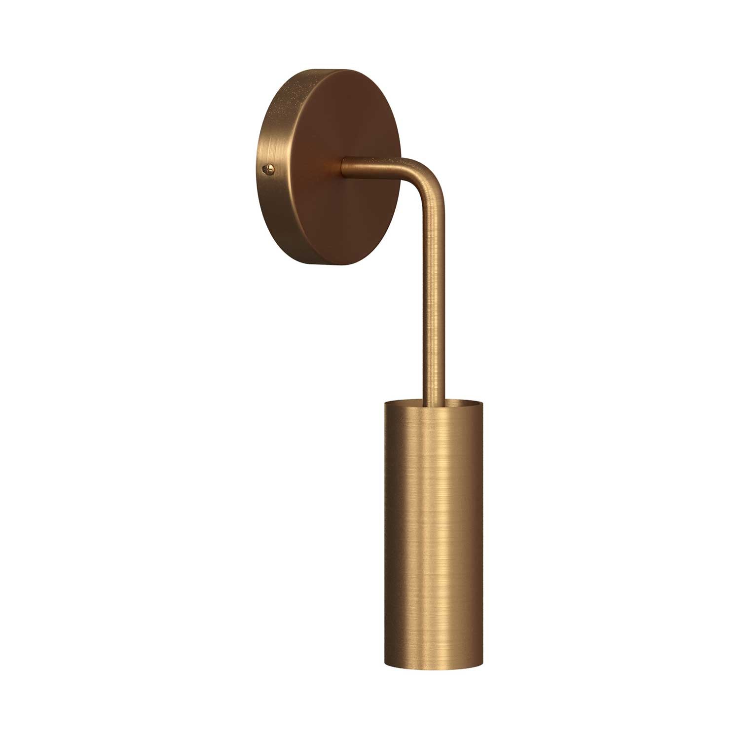 Fermaluce Metal, lampada a muro in metallo con estensione curva e paralume Tub-E14 - Bronzo satinato