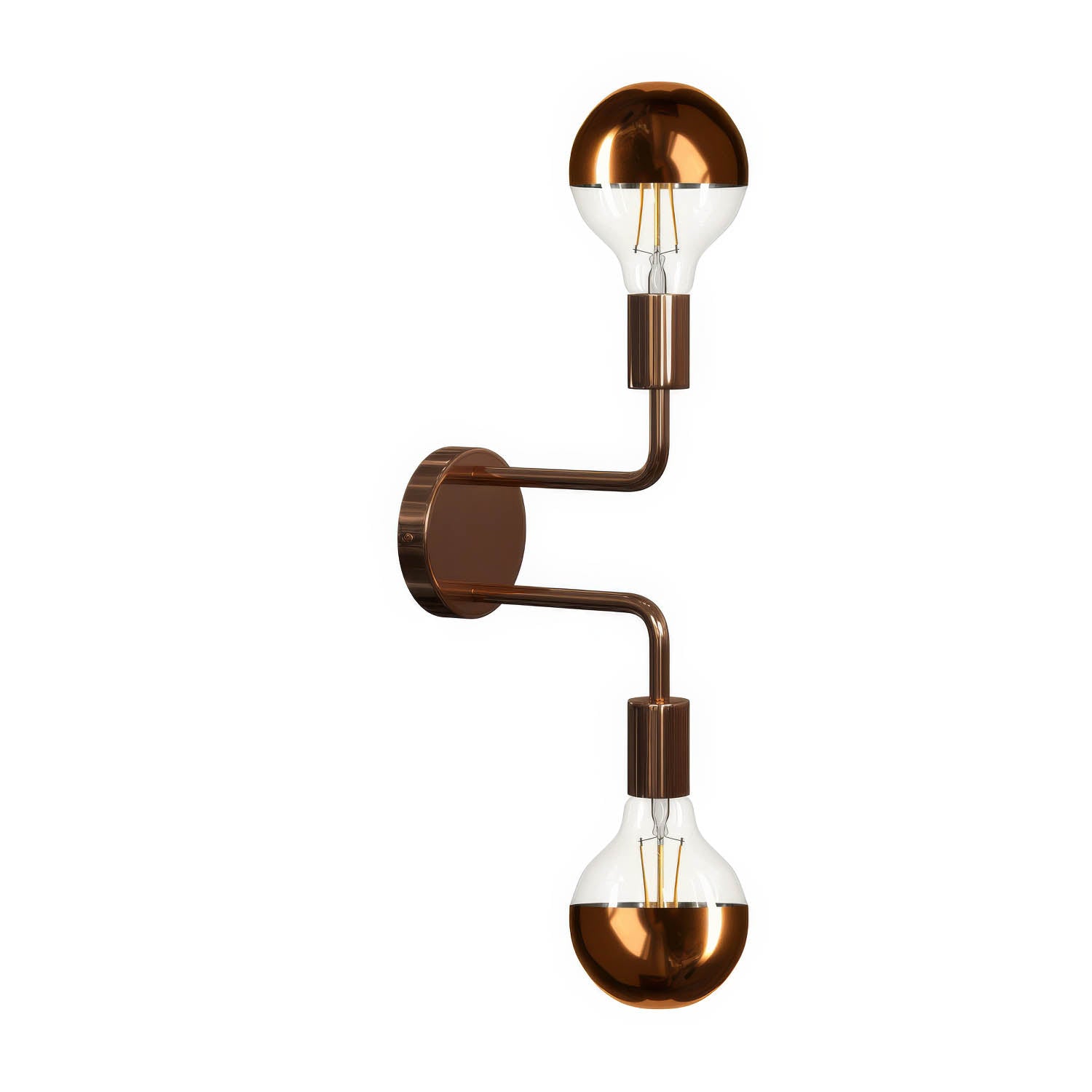 Fermaluce Metal, lampada a muro in metallo con doppia estensione curva - Rame