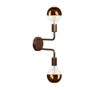 Fermaluce Metal, lampada a muro in metallo con doppia estensione curva - Rame