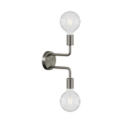 Fermaluce Metal, lampada a muro in metallo con doppia estensione curva - Titanio satinato
