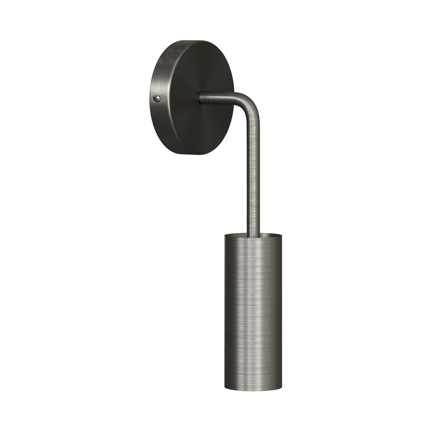 Fermaluce Metal, lampada a muro in metallo con estensione curva e paralume Tub-E14 - Titanio satinato