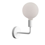 Fermaluce Metal, lampada a muro in metallo con estensione curva - Bianco