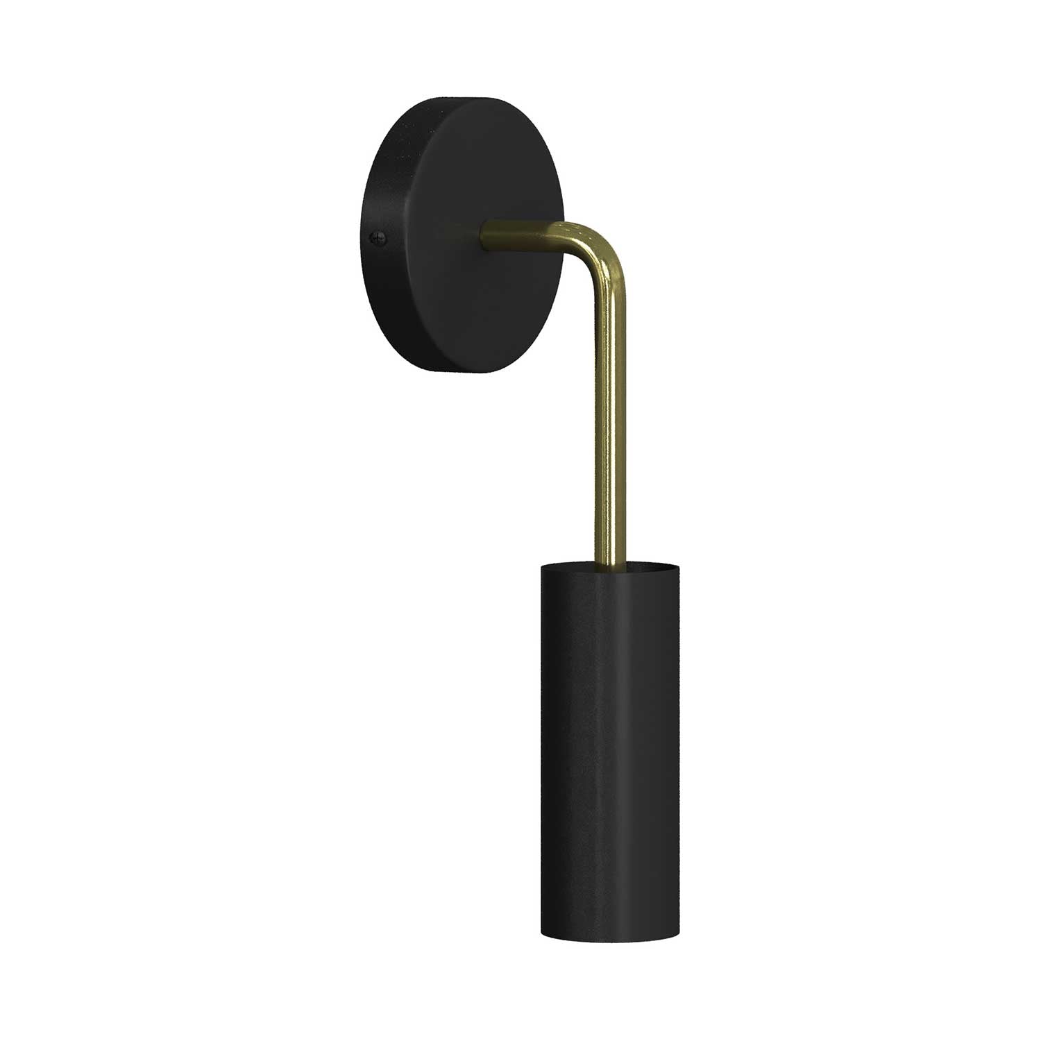 Fermaluce Metal, lampada a muro in metallo con estensione curva e paralume Tub-E14 - Ottone