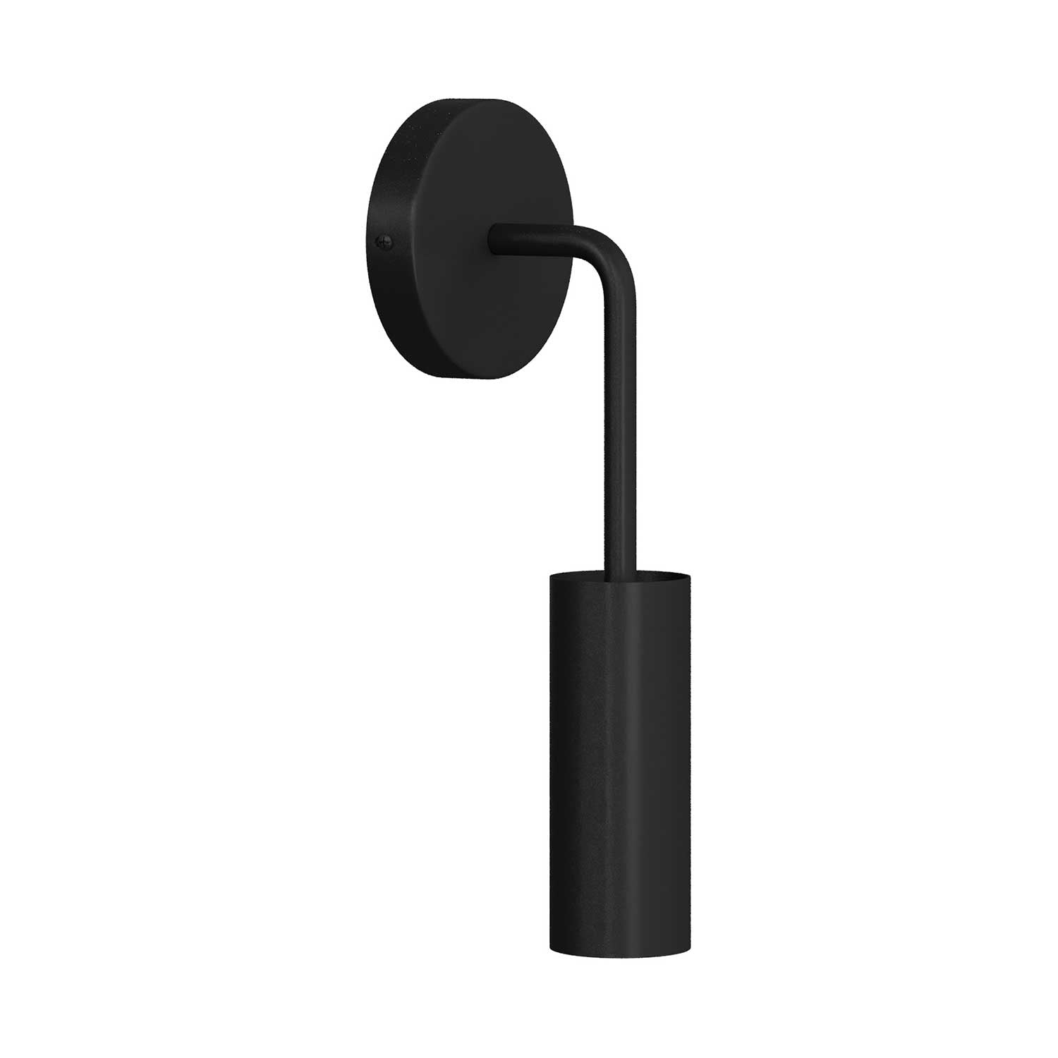 Fermaluce Metal, lampada a muro in metallo con estensione curva e paralume Tub-E14 - Nero