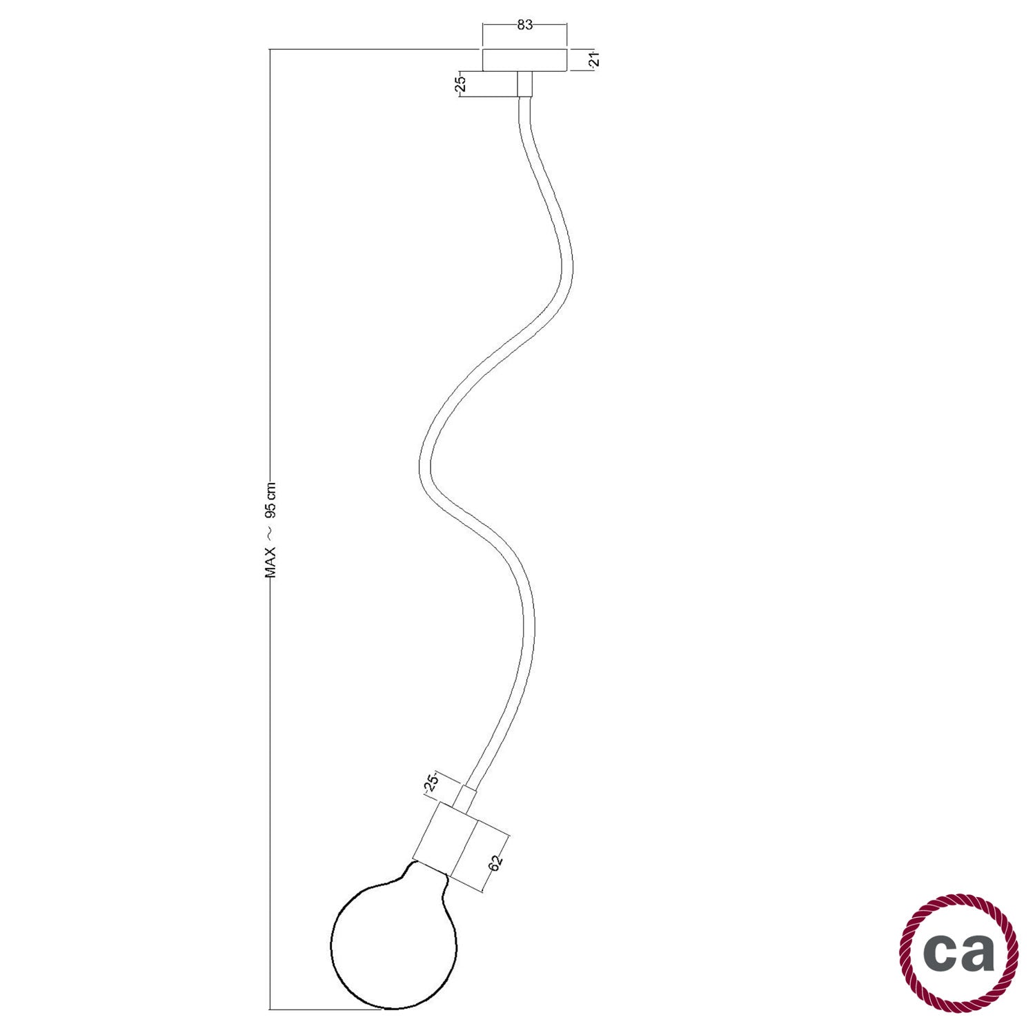 Lampada Creative Flex 90 cm da soffitto - Bianco opaco