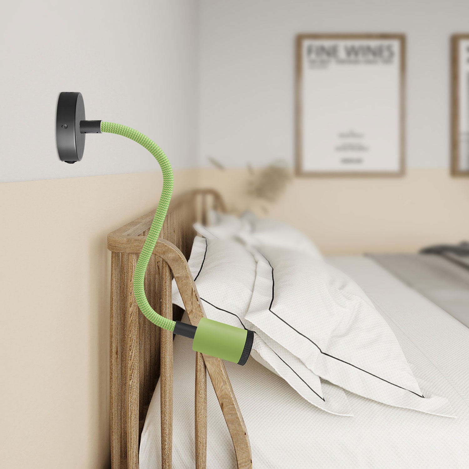 Lampada Fermaluce Flex 30 Pastel con mini rosone con interruttore e mini faretto GU1d0 - Verde prato
