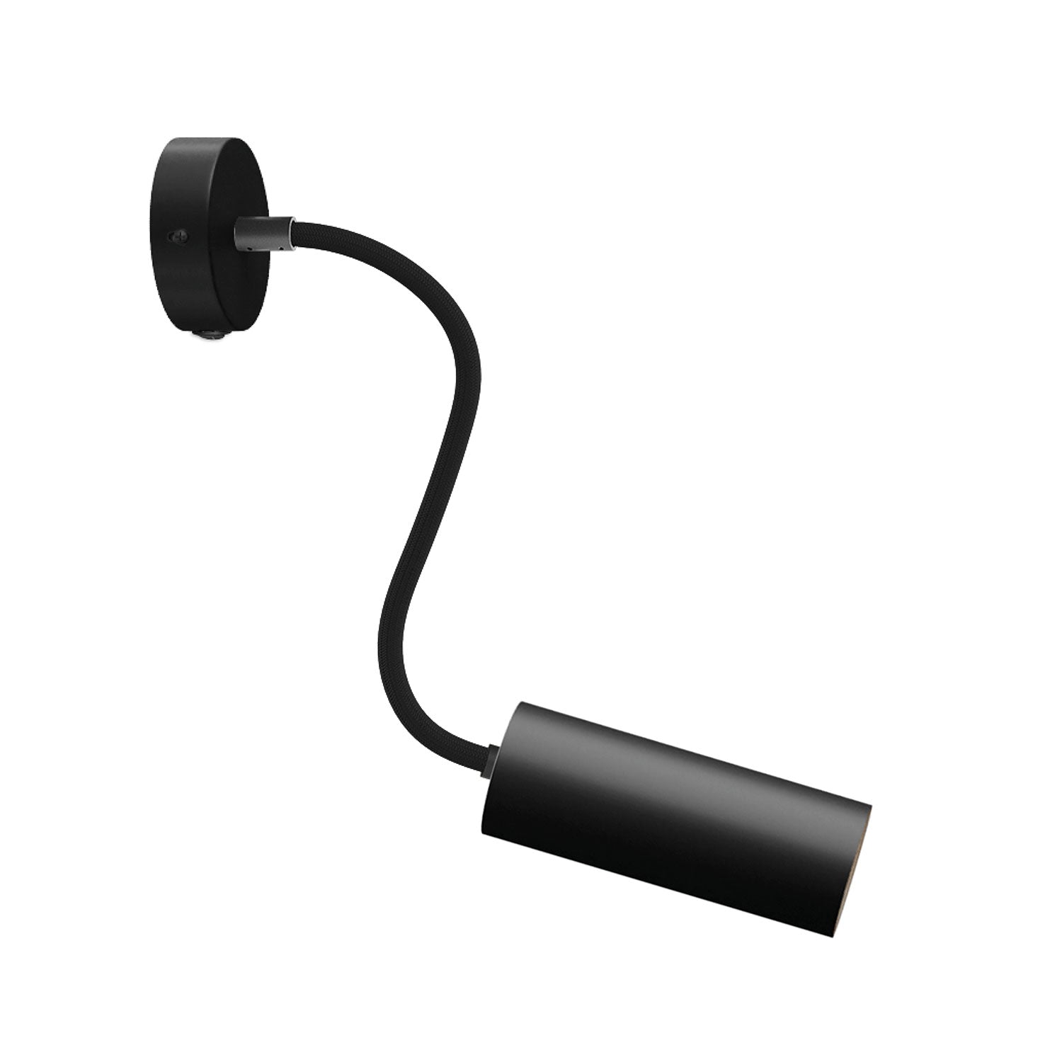 Lampada Fermaluce Flex 30 con mini rosone con interruttore e faretto con paralume Tub-E14 - Nero
