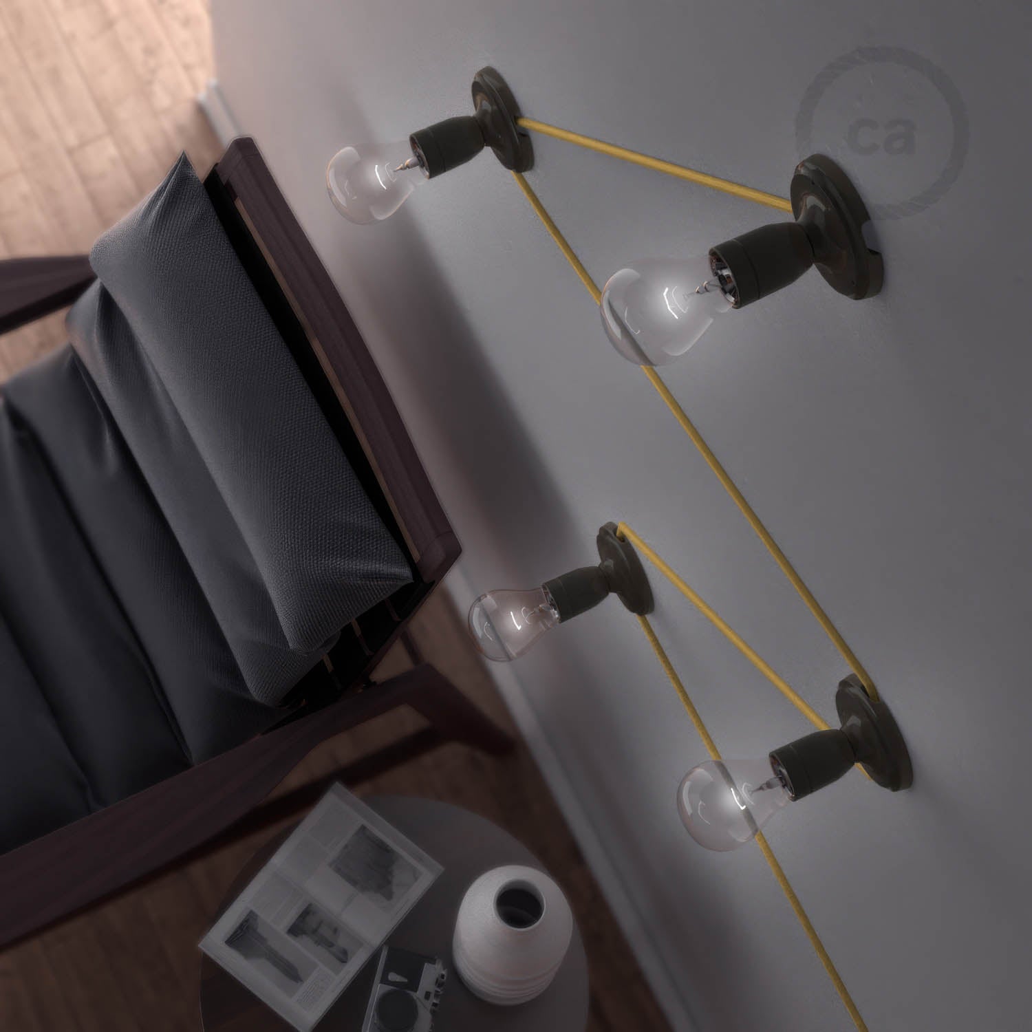 Fermaluce Color, il punto luce colorato in porcellana da parete o soffitto - Nero