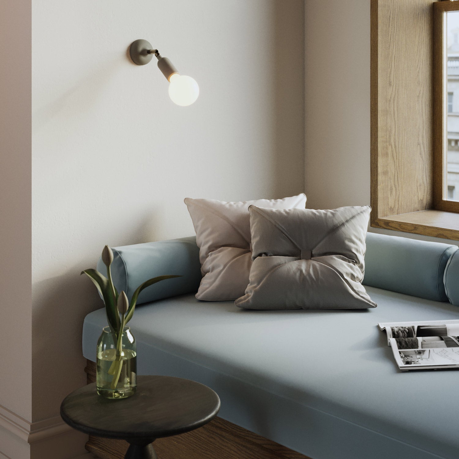 Lampada Fermaluce in silicone con snodo e con interruttore incorporato - Grigio