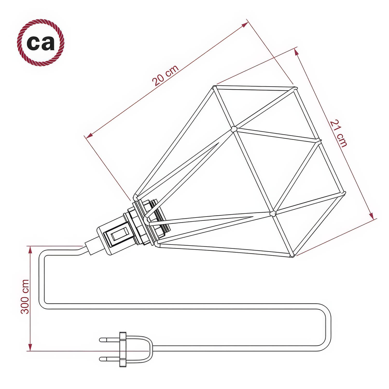Table Snake - Lampada plug-in con paralume a gabbia Diamond - Ottone