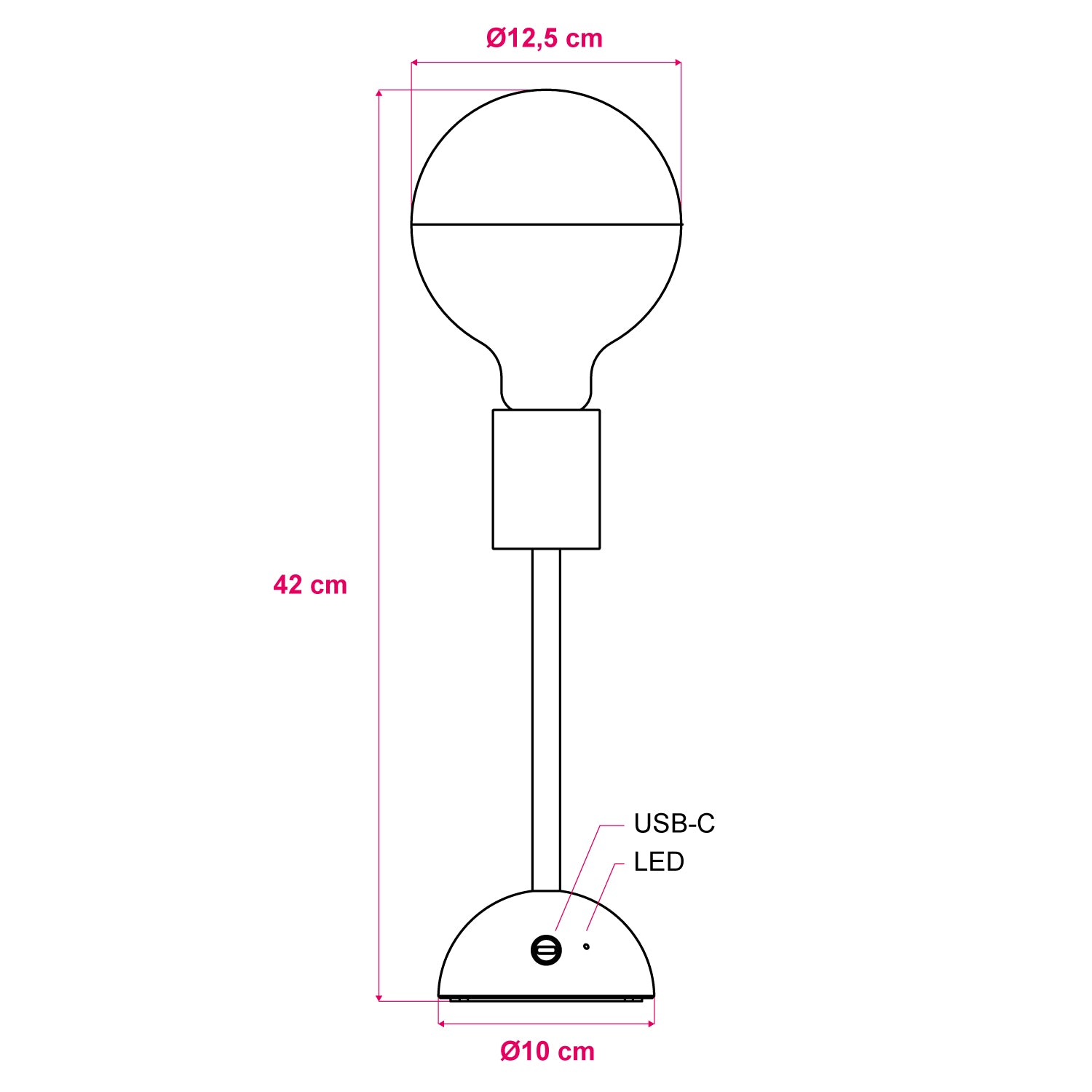 Lampada portatile e ricaricabile Cabless02 con lampadina globo mezza sfera argento - Neutro