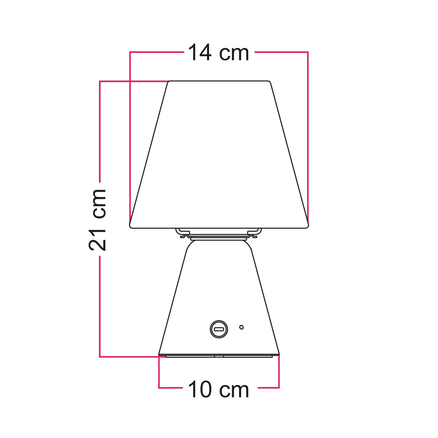 Lampada portatile ricaricabile Cabless11 con lampadina a goccia e paralume - Nero