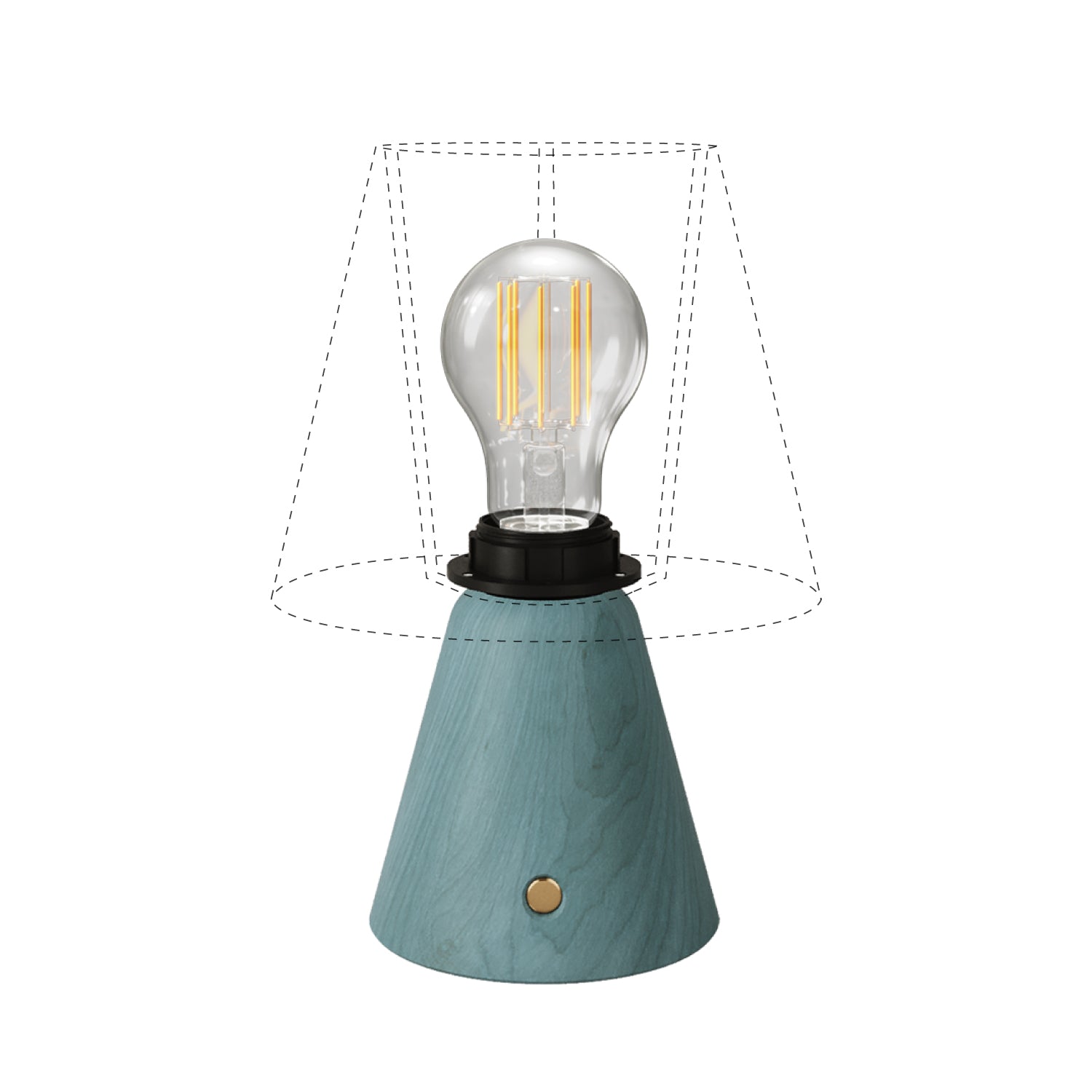Lampada portatile ricaricabile Cabless11 con lampadina a goccia e predisposizione per paralume - Ottanio