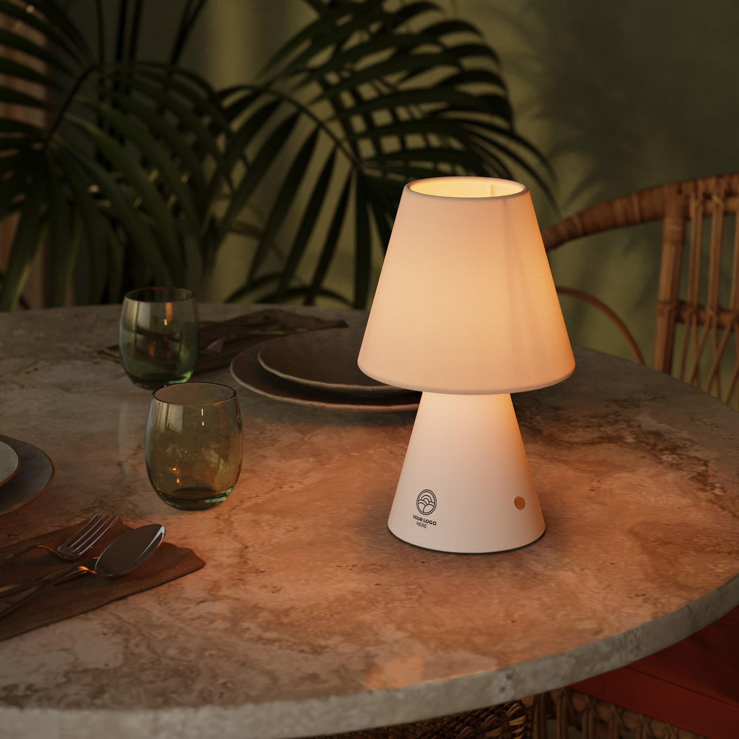 Lampada portatile ricaricabile Cabless11 con lampadina - personalizzabile (min 20 pezzi) - Bianco