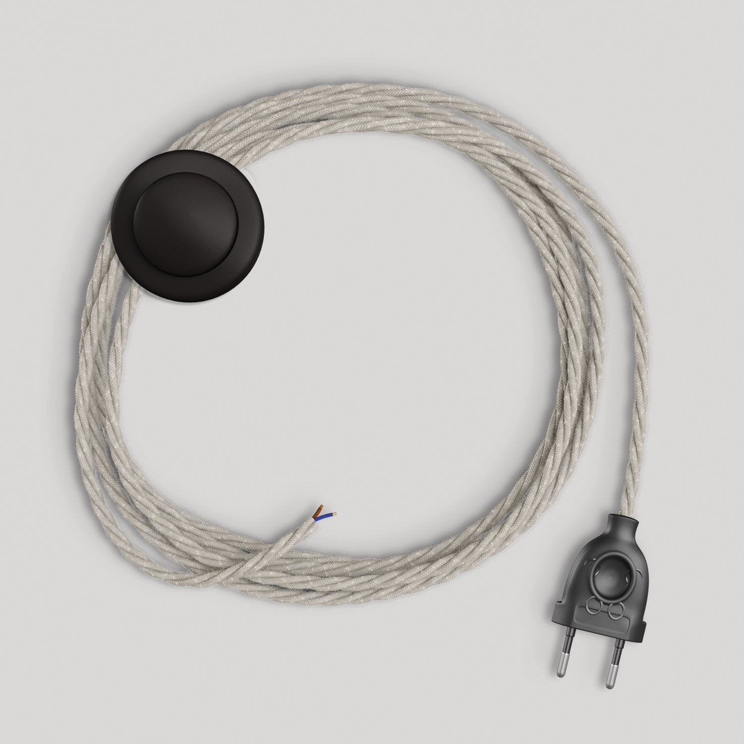 Cablaggio per lampada con cavo bianco trecciato 3 m Nero