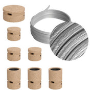 Sistema Filé Linear Kit - con cavo CM02 di 5 m per catenaria e 7 componenti in legno per interni