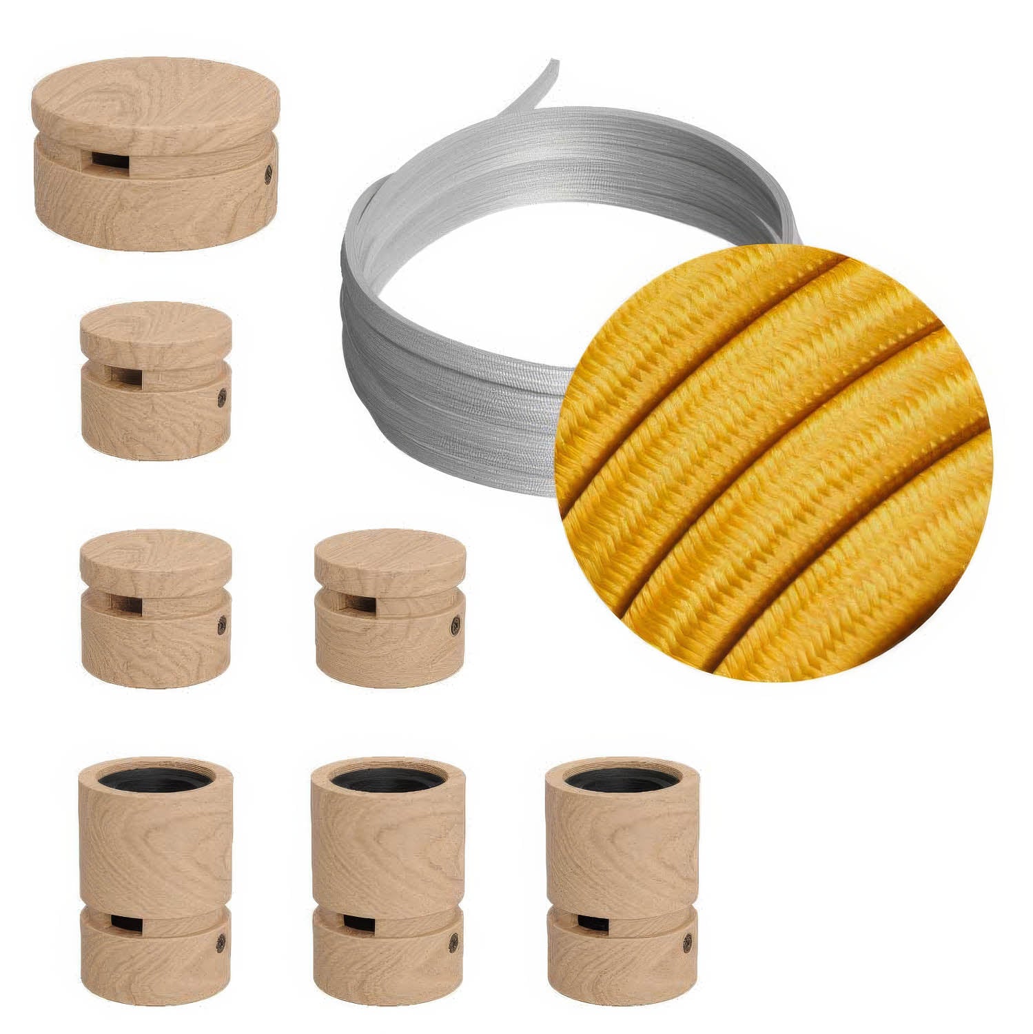 Sistema Filé Linear Kit - con cavo CM05 di 5 m per catenaria e 7 componenti in legno per interni