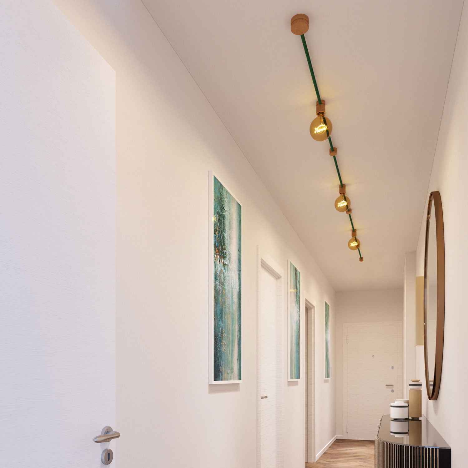 Sistema Filé Linear Kit - con cavo CM21 di 5 m per catenaria e 7 componenti in legno per interni