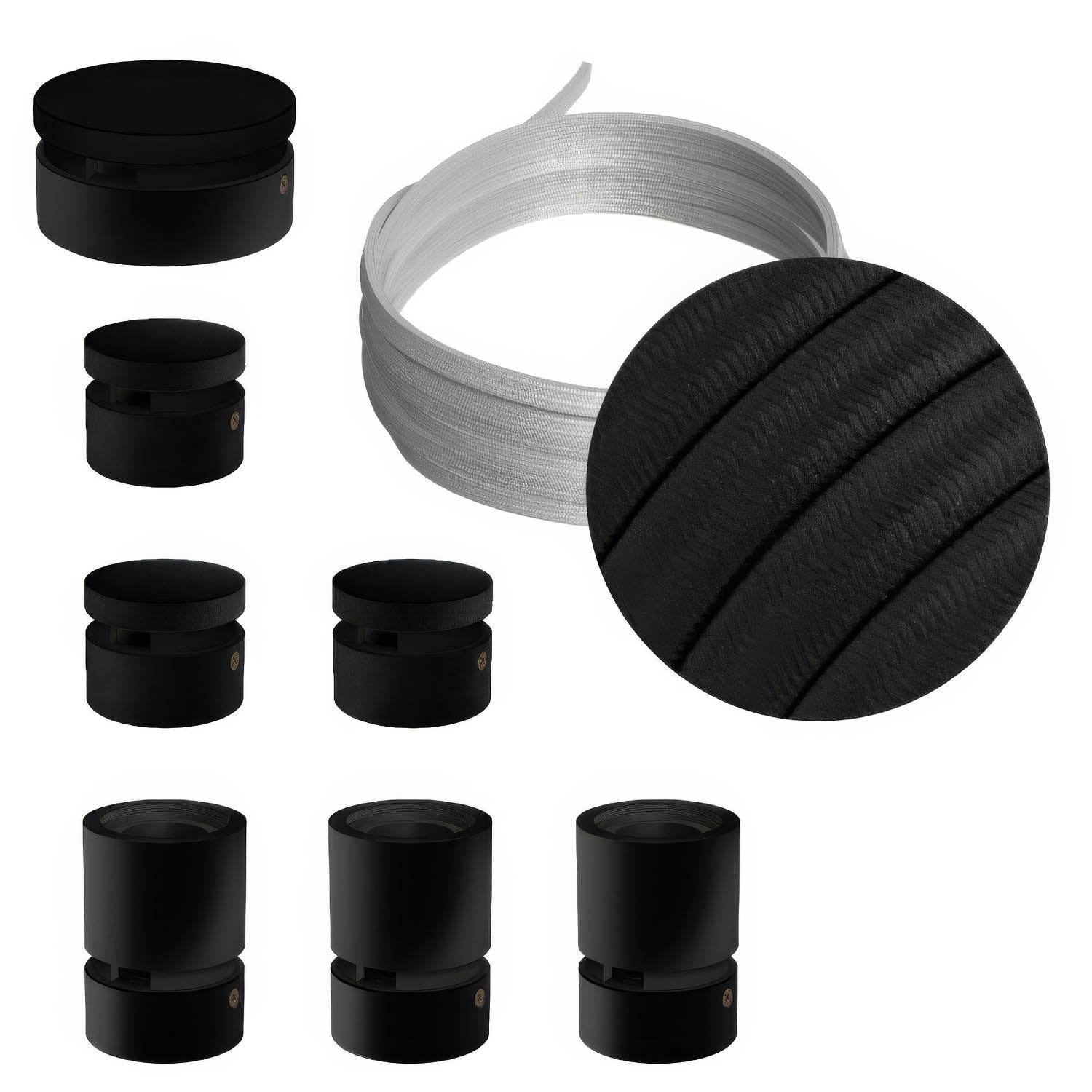 Sistema Filé Linear Kit - con cavo CM04 di 5 m per catenaria e 7 componenti in legno verniciato nero per interni
