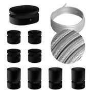 Sistema Filé Symmetric Kit - con cavo CM02 di 5 m per catenaria e 9 componenti in legno verniciato nero per interni
