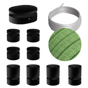 Sistema Filé Symmetric Kit - con cavo CX08 di 5 m per catenaria e 9 componenti in legno verniciato nero per interni