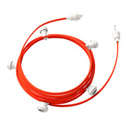 Catenaria Sistema Lumet da 7,5 m con cavo tessile CF15, 5 portalampada, gancio e spina bianchi