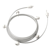 Catenaria Sistema Lumet da 7,5 m con cavo tessile CM02, 5 portalampada, gancio e spina bianchi
