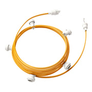 Catenaria Sistema Lumet da 7,5 m con cavo tessile CM05, 5 portalampada, gancio e spina bianchi