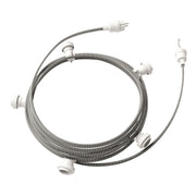 Catenaria Sistema Lumet da 7,5 m con cavo tessile CZ04, 5 portalampada, gancio e spina bianchi