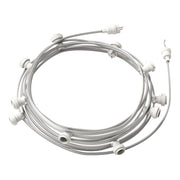 Catenaria Sistema Lumet da 12,5 m con cavo tessile CM02, 10 portalampada, gancio e spina bianchi