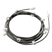 Catenaria Sistema Lumet da 12,5 m con cavo tessile CM03, 10 portalampada, gancio e spina bianchi