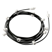 Catenaria Sistema Lumet da 12,5 m con cavo tessile CM04, 10 portalampada, gancio e spina bianchi