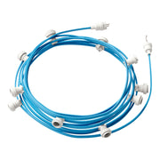 Catenaria Sistema Lumet da 12,5 m con cavo tessile CM17, 10 portalampada, gancio e spina bianchi