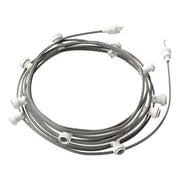 Catenaria Sistema Lumet da 12,5 m con cavo tessile CZ04, 10 portalampada, gancio e spina bianchi