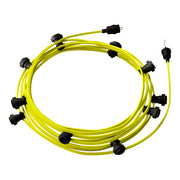 Catenaria Sistema Lumet da 12,5 m con cavo tessile CF10, 10 portalampada, gancio e spina neri