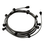 Catenaria Sistema Lumet da 12,5 m con cavo tessile CM03, 10 portalampada, gancio e spina neri
