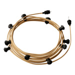 Catenaria Sistema Lumet da 12,5 m con cavo tessile CN06, 10 portalampada, gancio e spina neri