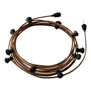 Catenaria Sistema Lumet da 12,5 m con cavo tessile CZ22, 10 portalampada, gancio e spina neri