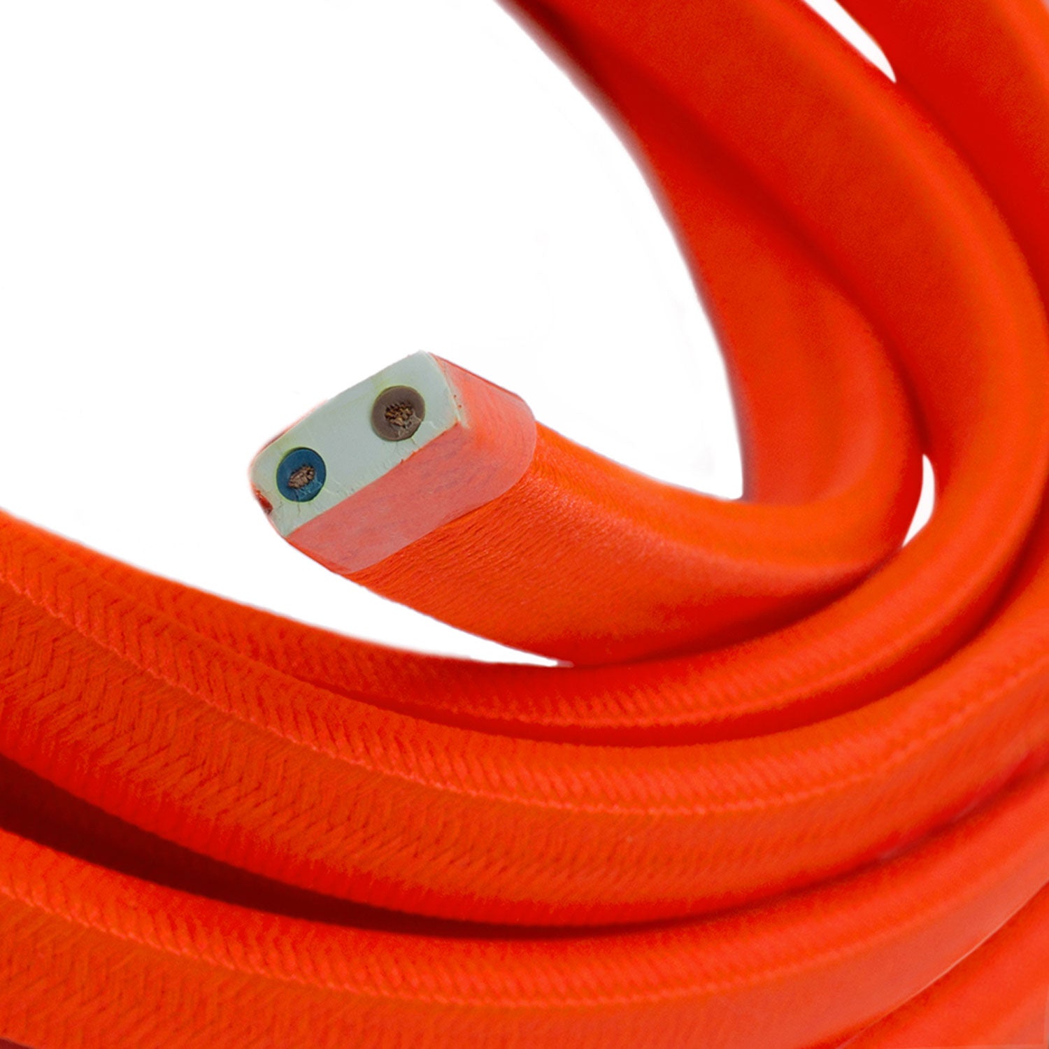 Cavo elettrico per catenaria rivestito in tessuto Arancione Fluo CF15