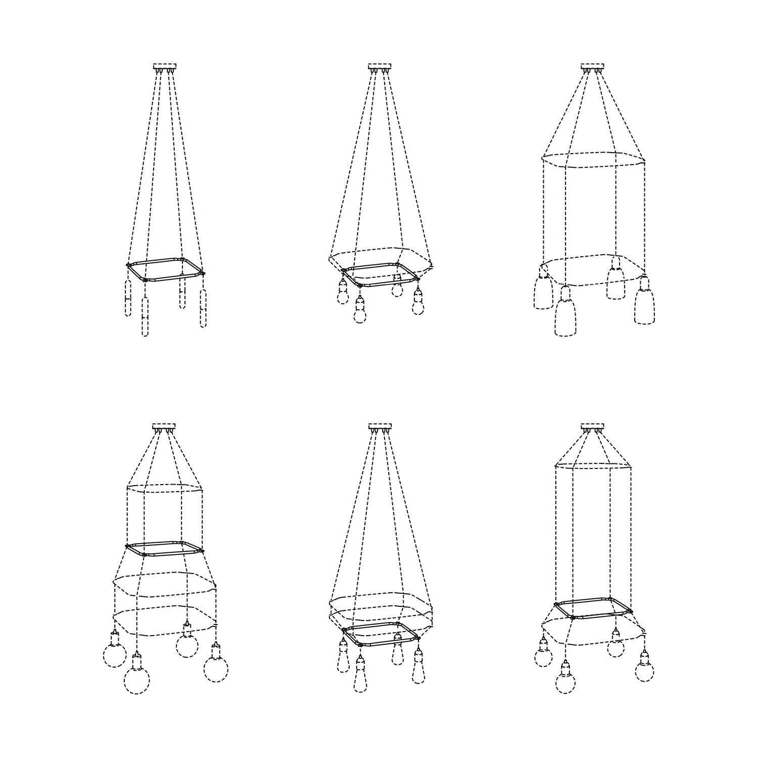 Cage Quadrato - Struttura per lampadari - Bianco